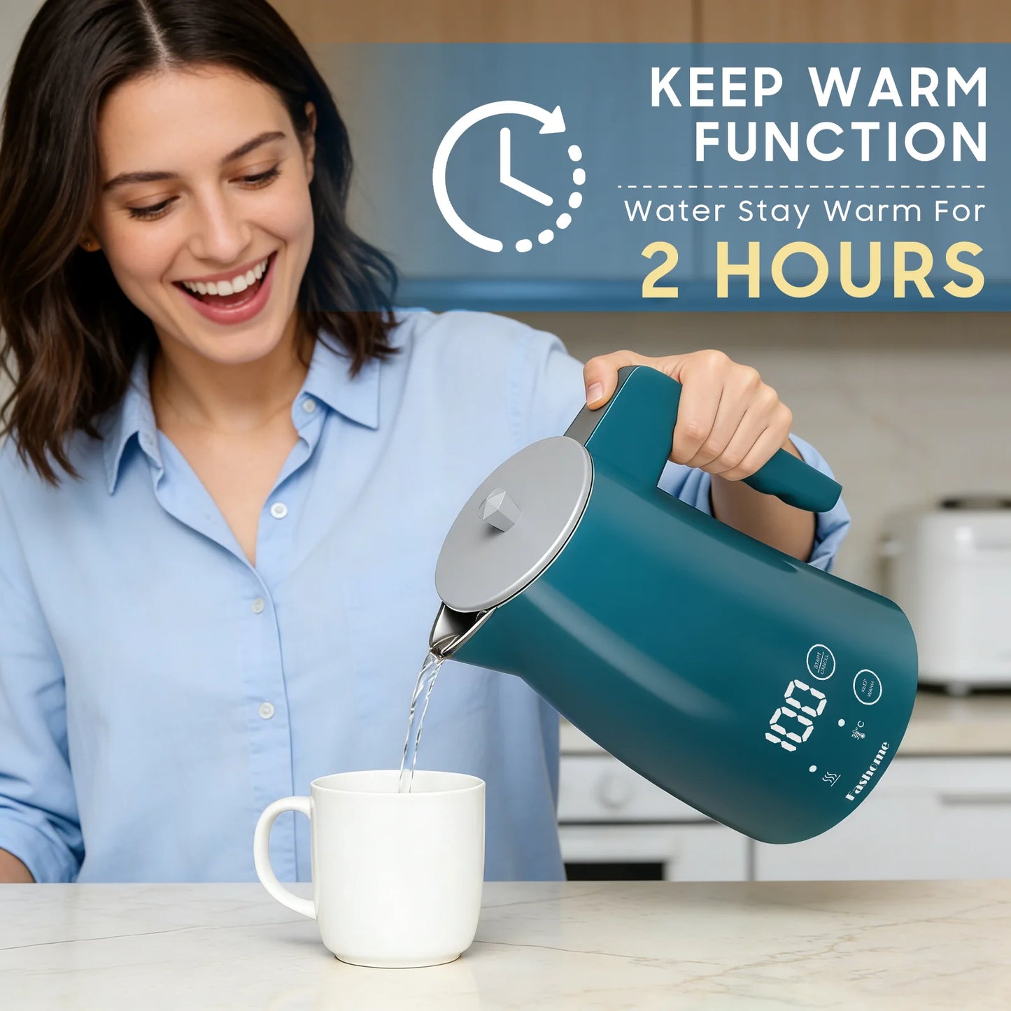 1200W Electric Kettle 1.25L Fast Boiling Electric Pot Coffee Tea Kettle Water Boiler, 2 Hour Keep Warm, Temperature Control Teapot Home Kitchen Water Heater