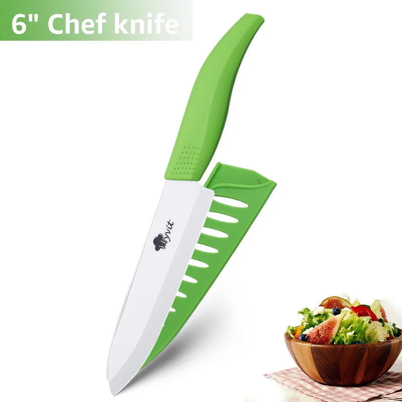 Ceramic Knives Set Kitchen knives 3 4 5 6 inch Chef knife +peeler with holder white zirconia blade Multi-color Handle