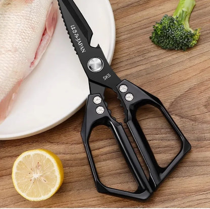 Japanese Kitchen Scissors Household Black Titanium Stainless Steel Multi-functional Scissors for Chicken Bones and Fish Killing