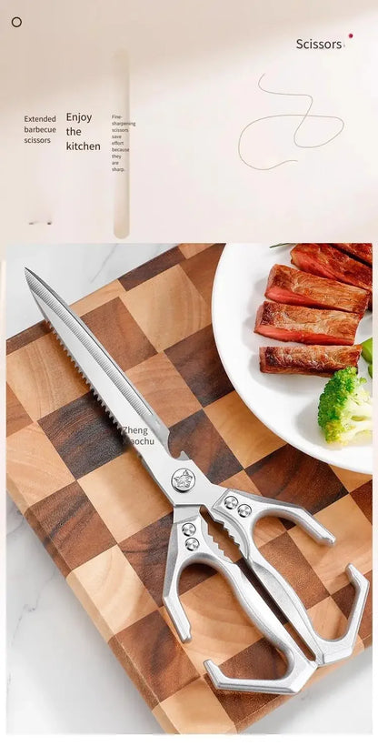 New Multifunctional Stainless Steel Poultry Bone Scissors for Home Use Extended-Length Kitchen Seamstress ScissorsGrill Scissors