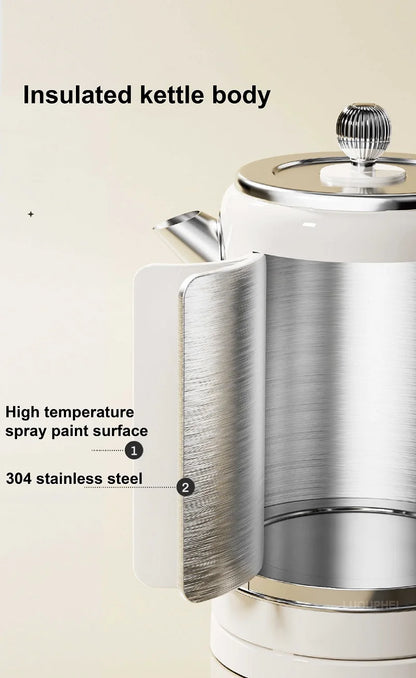 1500W Vintage Electric Kettle 304 stainless steel Fast Heating Water Boiler With Thermometer Home Water Boiling Cooking Pot 1.8L