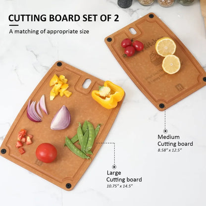 2 Pack Composite Cutting Boards with Handles and Juice Grooves Dishwasher Safe M + L Mom