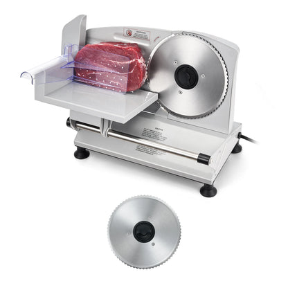 SucceBuy 6.7-8.7inch Meat Slicer Electric Deli Slicer Machine with two SUS420 Blades Food-Slicer for Meat Ham Baguett, Steak