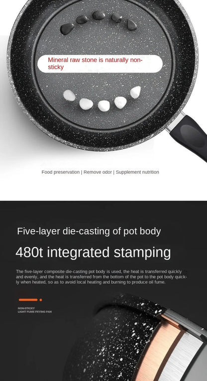 22/24/26/28cm Steak Frying Pan with Glass Lid Stone Skillet Cookware Muliti-Purpose NonStick Kitchen Cooking Tools