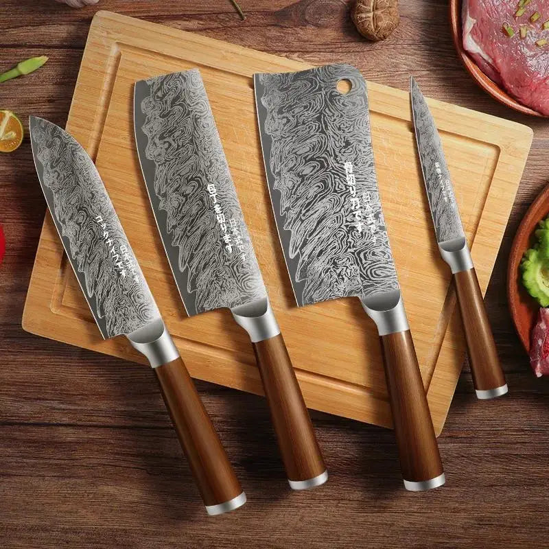 Japanese Style 4-Piece Kitchen Knife Set-Stainless Steel Chef Knives, Multifunctional Kitchen Knives for Home and Restaurant Use