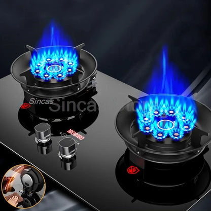 Two-burner Gas Stove Desktop Fierce Fire Kitchen Gas Stove Dual Stove Embedded Nature Gas/LPG Timing Stove Dual-Use Gas Cooker