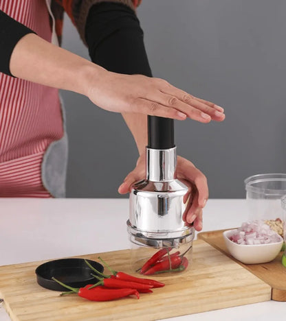 Hot Kitchen Magic Onion Chopper Vegetable and Fruit Salad Onion and Garlic Food Stainless Steel Handheld Chopper Slicer Peeler Vegetable Cutter Vertical Manual Chopper