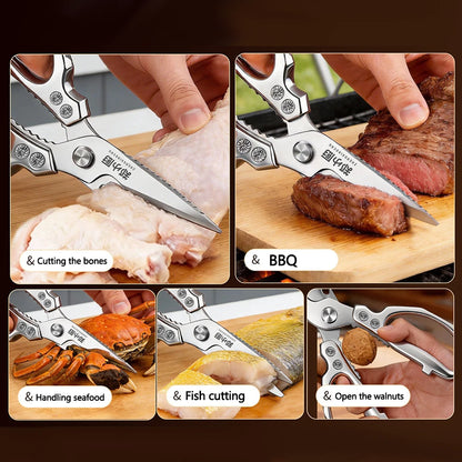 Kitchen scissors Stainless steel Food scissors Multifunctional powerful scissors for chicken, duck and goose bones,Kitchen tools