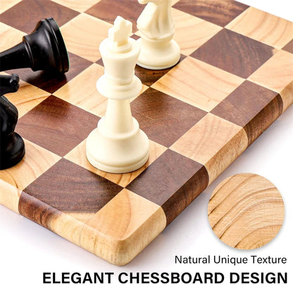 1 Pc End Grain Cutting Board Heavy Duty Rubber Wood Chopping Board Flippable Serving Board For Meat Bread Fruits Vegetable JT549