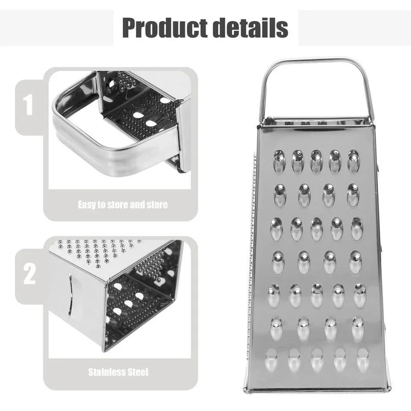 Kitchen Stainless Steel 4-Sided Box Food Grater Vegetable Cheese Slicer Shredder