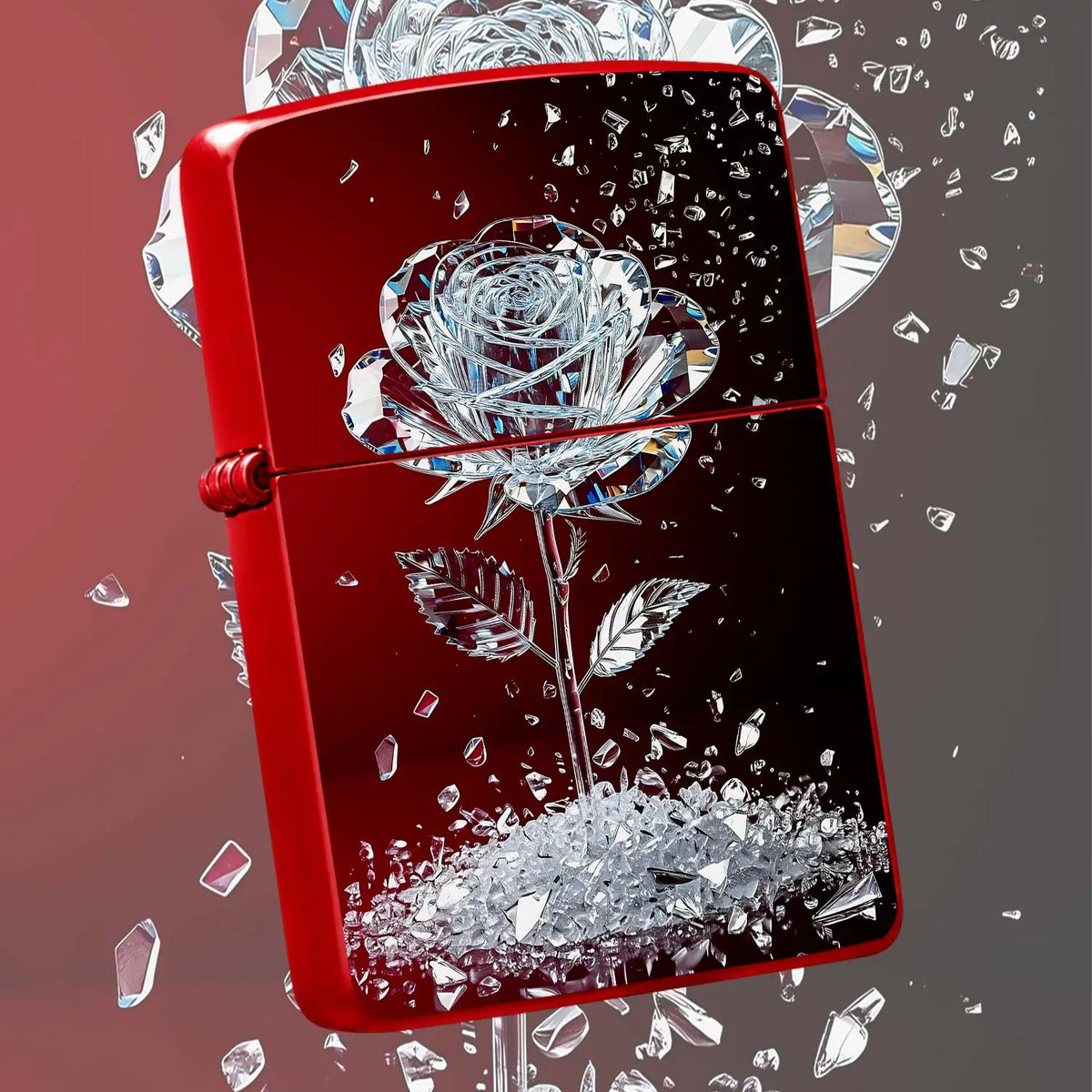 Exquisiteshattered Rose Themed Lighter, Artistic Cut Iridescentbody, Aesthetic Creative Practical Goodie, Ideal Gift For Birthdays And Festivals, Suitable For Daily Outings And All Scenarios, High-Value Unique Personal A Humo