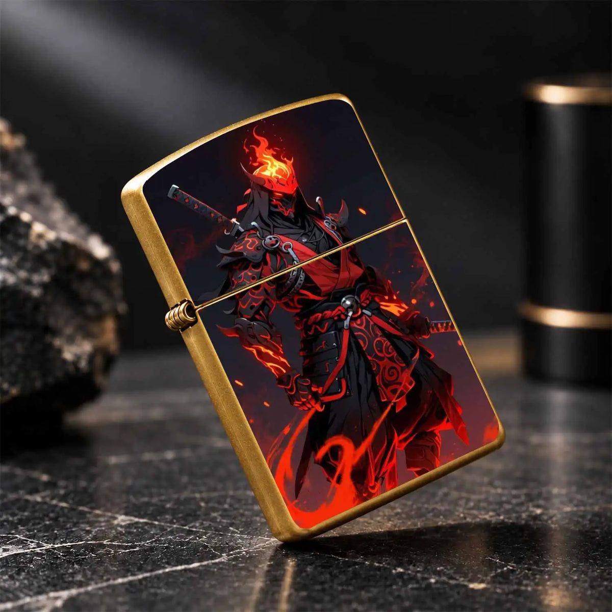 Trendy Cool Flame Samurai Themed Portable Lighter, Stylish Oni Decorative Accessory For Daily Use, Outdoor Camping, Candle And Incense Ignition, Ideal Unique Gift For Anime And Game Enthusiasts, Personalized Desktop Display C