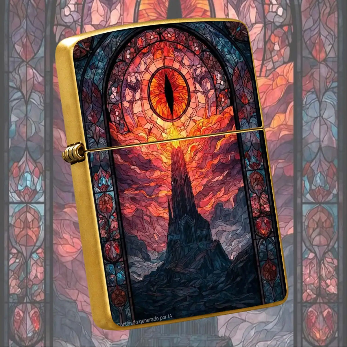 Creative Stained Glass Style Eye Of Sauron & Dark Tower Themed Lighter, Artistic Aesthetic Portable Accessory For Daily Use, Outdoor Camping, Lighting Candles Incense, Unique Exquisite Gift For Fantasy Art Fans, Multi-Scenari
