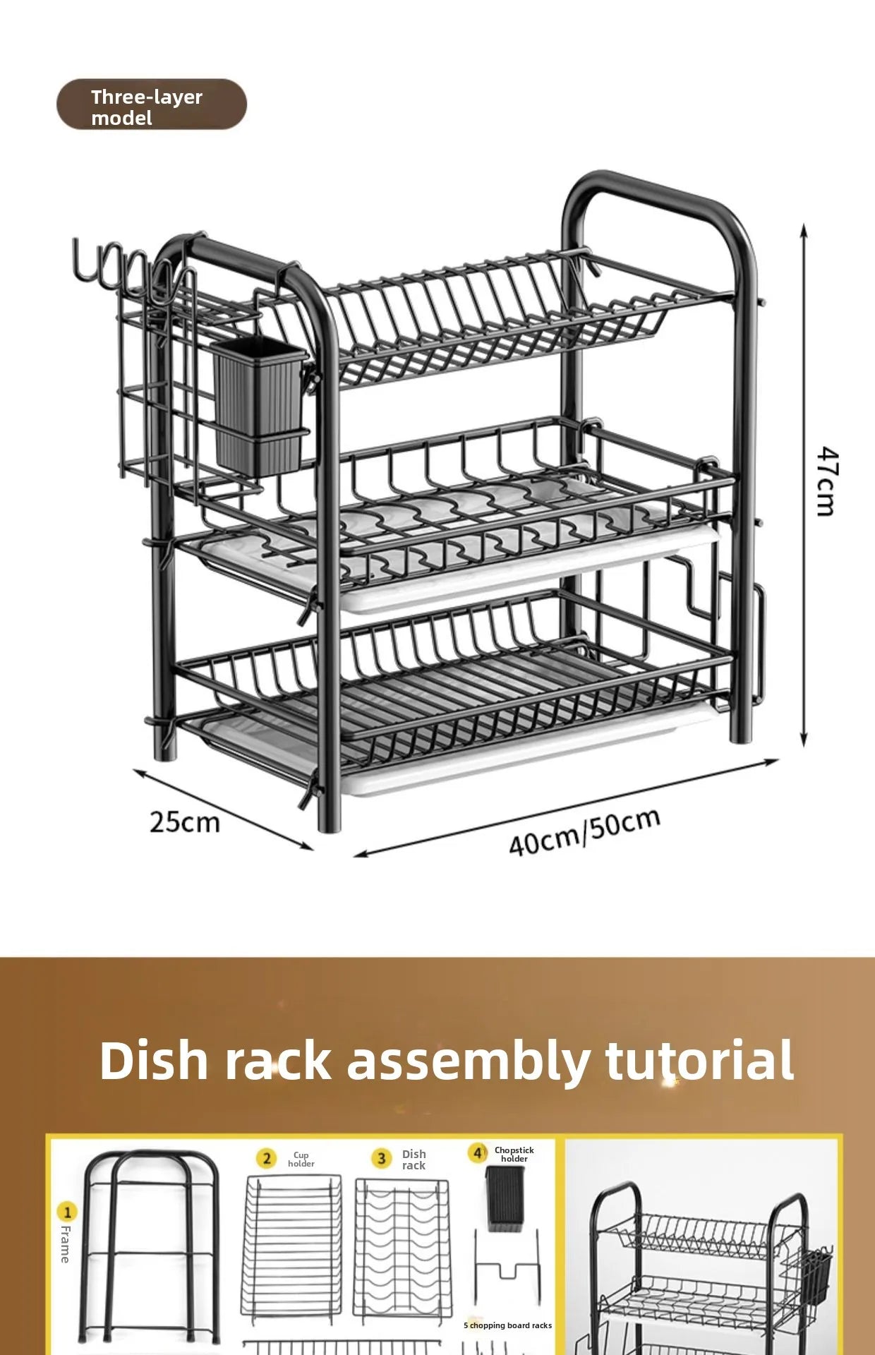 Dish Storage Rack Kitchen Shelf Dish Drain Rack Bowl Rack Cupboard Chopsticks Storage Box