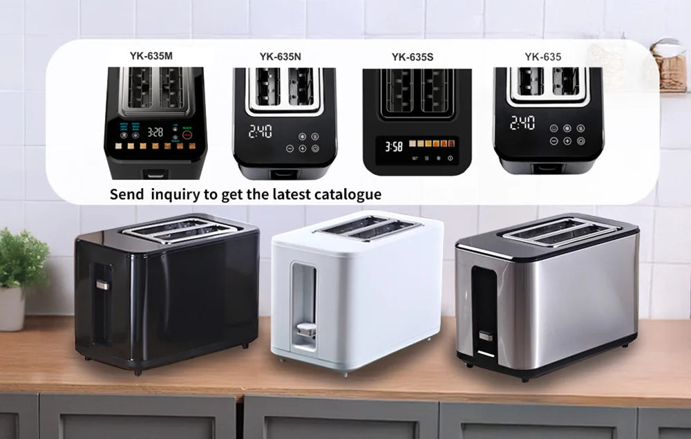 Smart Digital 2 Slice Toaster Electronic Appliances Home Bread Waffer Bun Modern Toaster Touch Color Screen