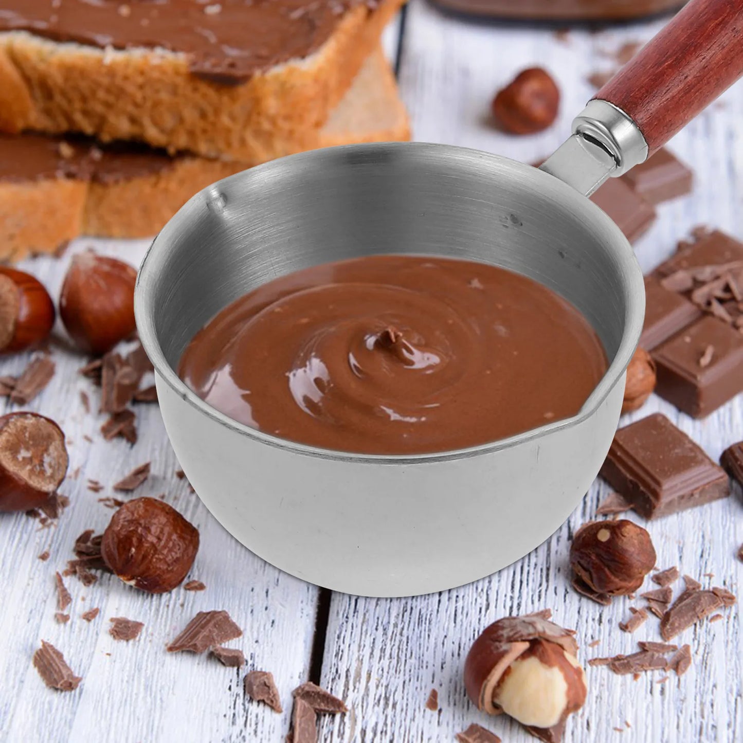 Small Stainless Steel Milk Pot Butter Melting Pan Non Stick Sauce Pan with Scale for Cooking Saucepan Mini Cookware Kitchen
