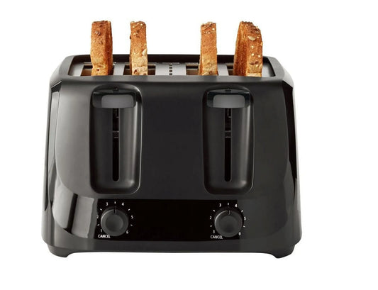 4-Slice Toaster Black with 6 Shade Settings and Removable Crumb Tray