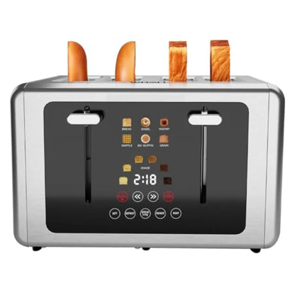 4-Slice Smart Toaster with Touchscreen and Extra-Wide Slots Dual Independent Control 6 Browning Levels 6 Bread Types Memory Fun