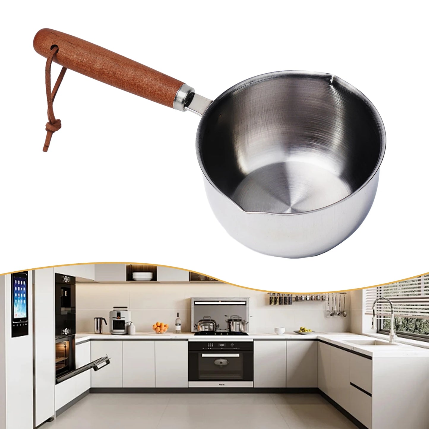 1pc 150/300/500ML Stainless Steel Mini Frying Pan Hot Oil Pan Hot Sauce Small Pot Cooking Butter Melting Pot Kitchen Supplies