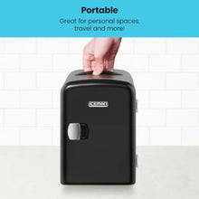 - Iceman Mini Portable Black Personal Fridge Cools Or Heats and Provides Compact Storage For Skincare, Snacks, Or 6 12oz Cans W