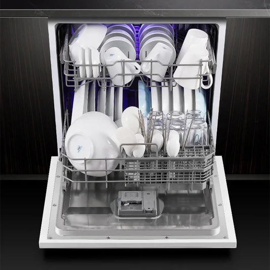 Fully automatic built-in household sterilizing dishwasher, 12 place setting capacity, energy-efficient, sterilizing and washing