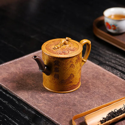 320ml Exquisite Yixing Purple Clay Teapots Handmade Bamboo Section Pot Raw Ore Section Mud Kettle Chinese Zisha Tea Set Gifts