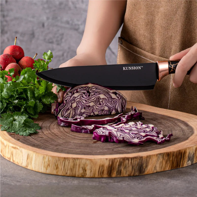 Kitchen Knife 9pcs Acrylic Knife Holder Stainless Steel Slicing Knife Bread Knife Fruit Knife Chef Knife