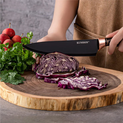 Kitchen Knife 9pcs Acrylic Knife Holder Stainless Steel Slicing Knife Bread Knife Fruit Knife Chef Knife