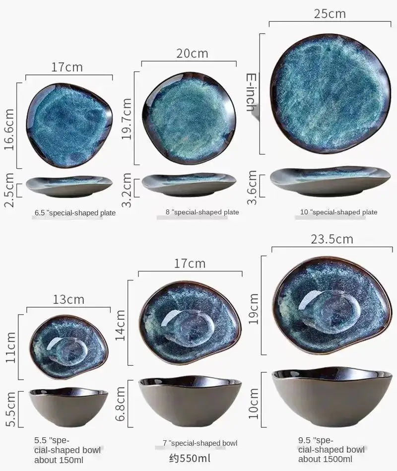 LingAo   Creative porcelain glazed porcelain bowl, soup plate tableware set