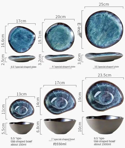 LingAo   Creative porcelain glazed porcelain bowl, soup plate tableware set