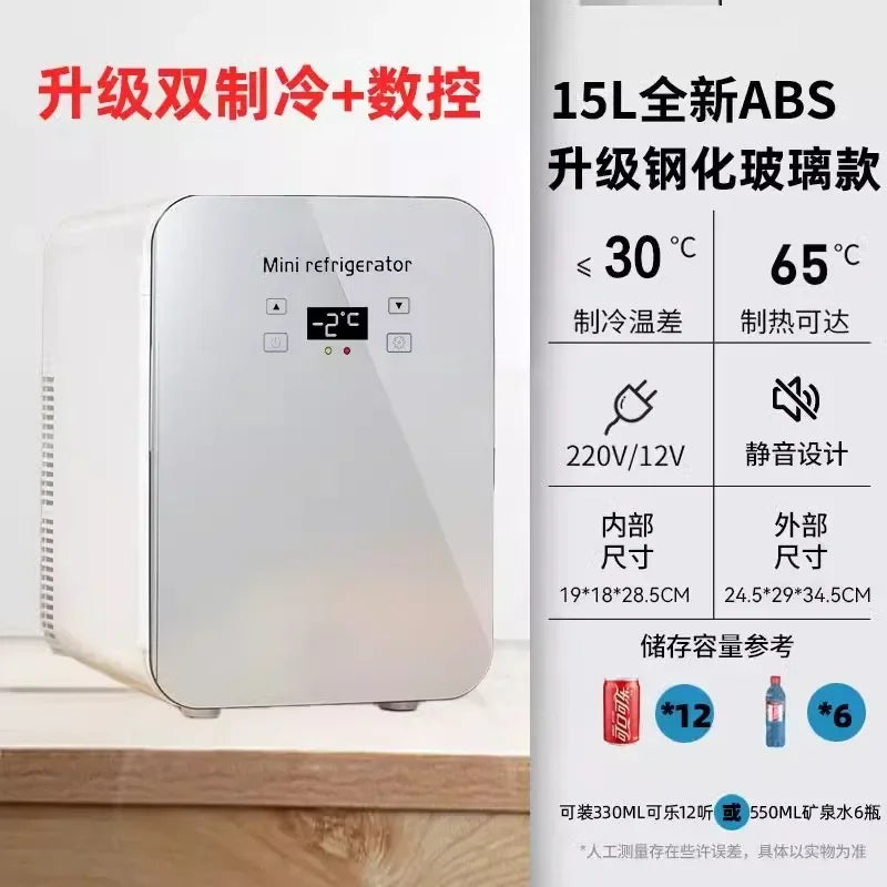 USB/220V Compact Portable Refrigerator for Cars, Dormitories, Beauty Masks, Makeup, and Breast Milk Storage DD