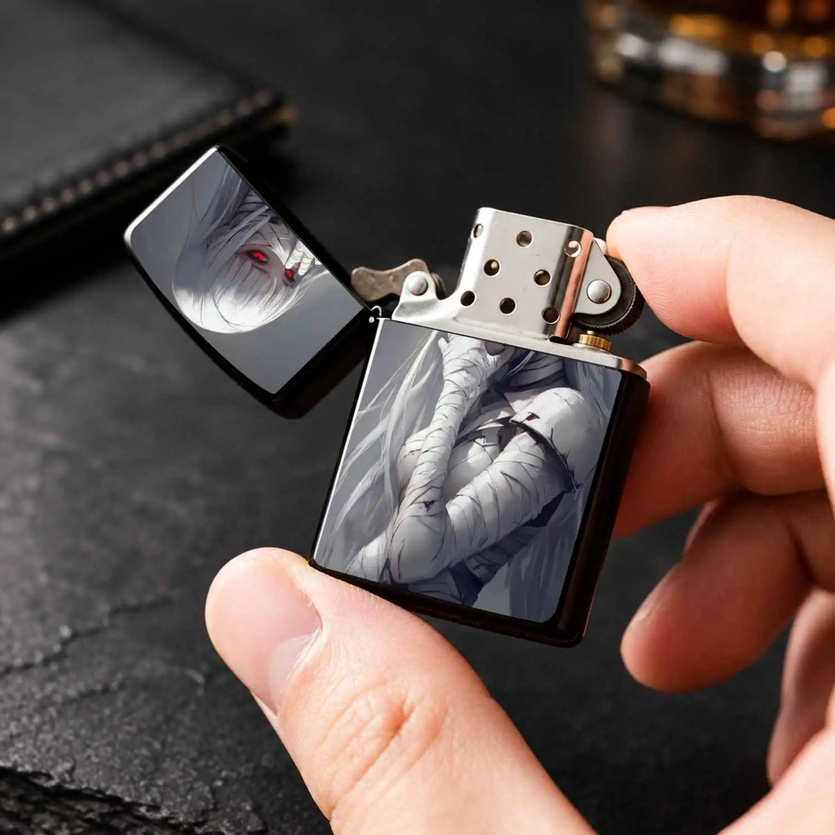 Stylish Anime Bandage Girl Red Eyes Themed Portable Igniter, Creative Two-Dimensional Art Sense Exquisite Daily Carry Item, Perfect For Gifting Self Use In Various Scenarios Like Gathering Outdoor Trip, High Recognition Uniqu