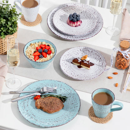 vancasso 16/32 Ceremic Plates Dinner Set Stoneware Tableware Set with 4PCS Dinner Plate/Dessert Plate/Bowl/Mug for 4 Person