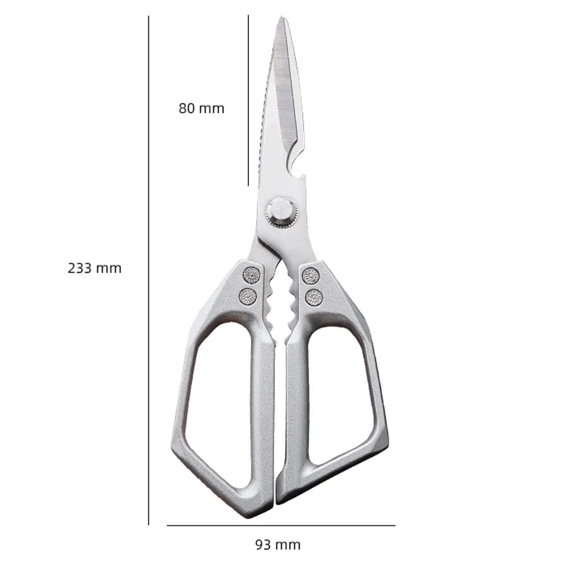 Kitchen Scissors Multi-functional Stainless Steel Aluminum Handle Household Scissors for Cutting Chicken and Fish Special Shears