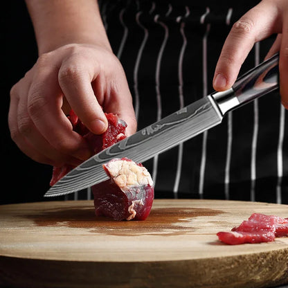 WXCOO 1~3 Pcs Knife Kitchen Utility Damascus Laser Santoku Japanese Chef Cleaver Slicing Wooden Handle Kitchen Accessories