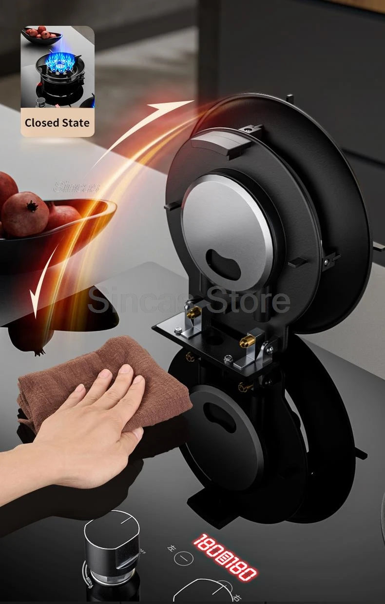 Two-burner Gas Stove Desktop Fierce Fire Kitchen Gas Stove Dual Stove Embedded Nature Gas/LPG Timing Stove Dual-Use Gas Cooker