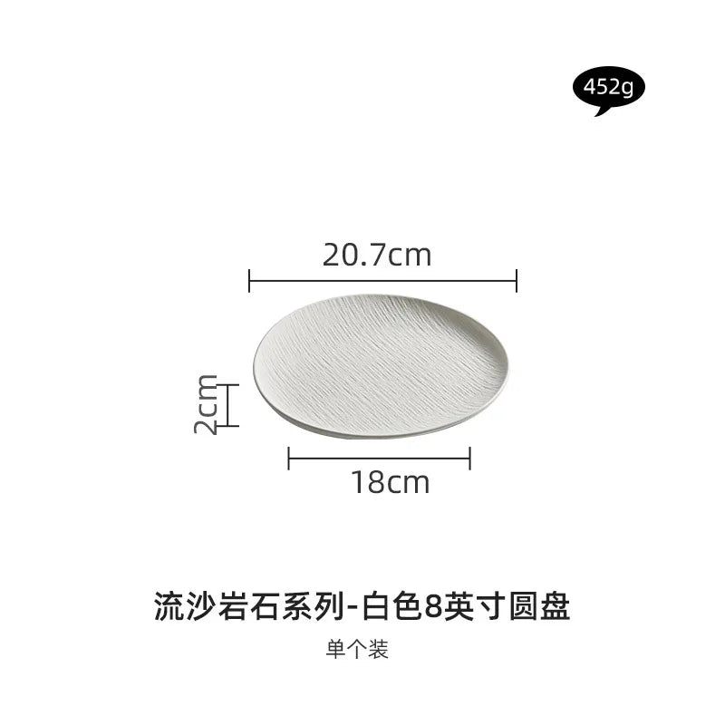 Black and white ceramic tableware, plates, plates, household eating bowls, soup bowls, high-end luxury Japanese tableware sets.