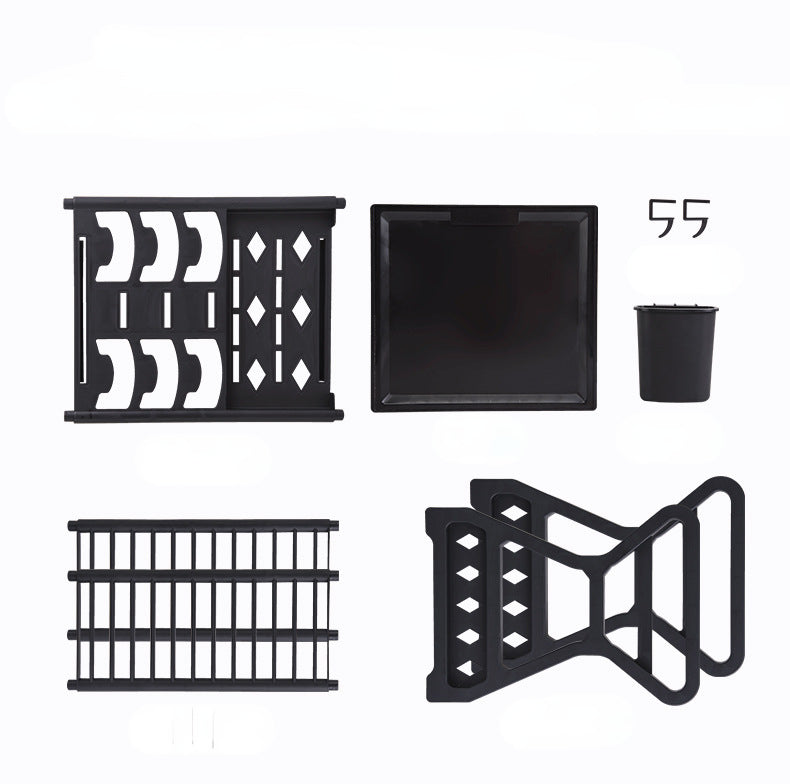 Dish Drainer Dish Drying Rack Kitchen Storage Double Layer Dish Drainer Shelf Knife Fork Container Holder Cutting Board Stand