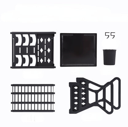 Dish Drainer Dish Drying Rack Kitchen Storage Double Layer Dish Drainer Shelf Knife Fork Container Holder Cutting Board Stand