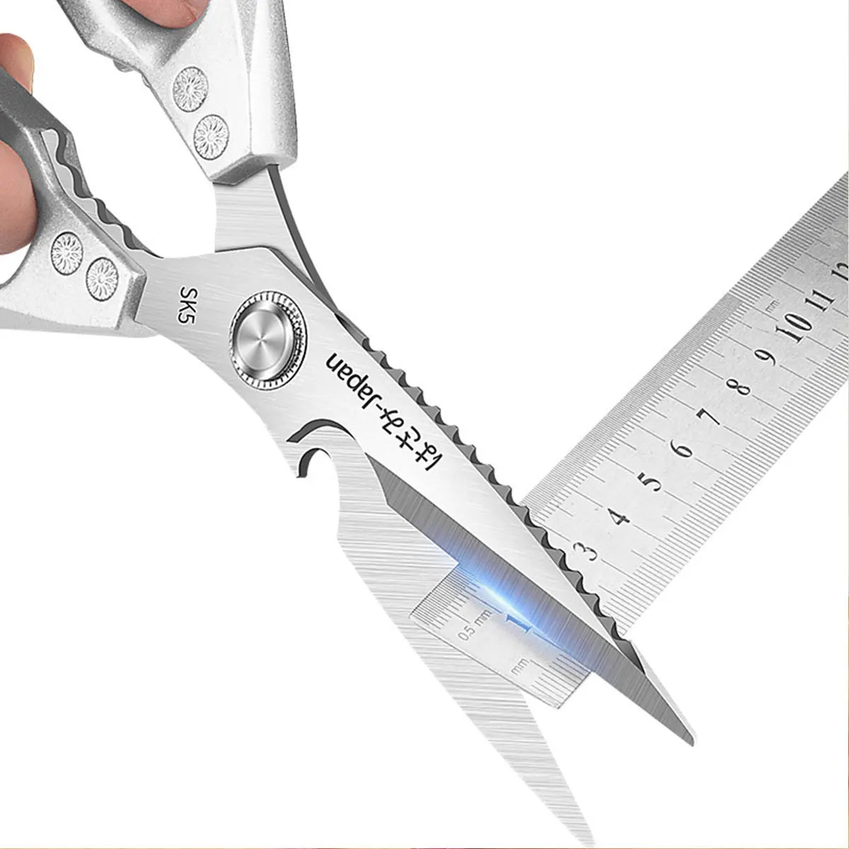 Heavy Duty Kitchen Shears - Professional Stainless Steel for Poultry, Herbs, Packaging | Anti-Slip Plastic Handle, Household