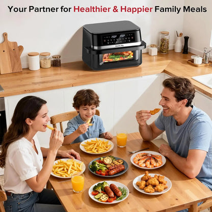 12QT Dual Basket Air Fryer with Flex Design, Viewing Window & 50PCS Liners, 12-in-1 Family Size, Sync & Dual Cooking, Dishwasher Safe
