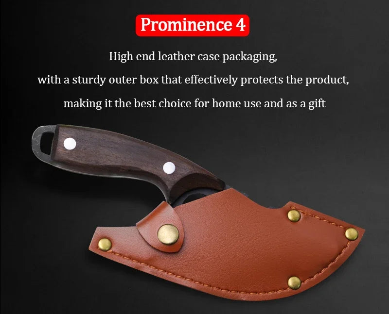 WXCOO Multifunctional Hand Forged Butcher Knife Kitchen Knife Durable Blade for BBQ Meat Cutting Boning Knife Wooden Handle