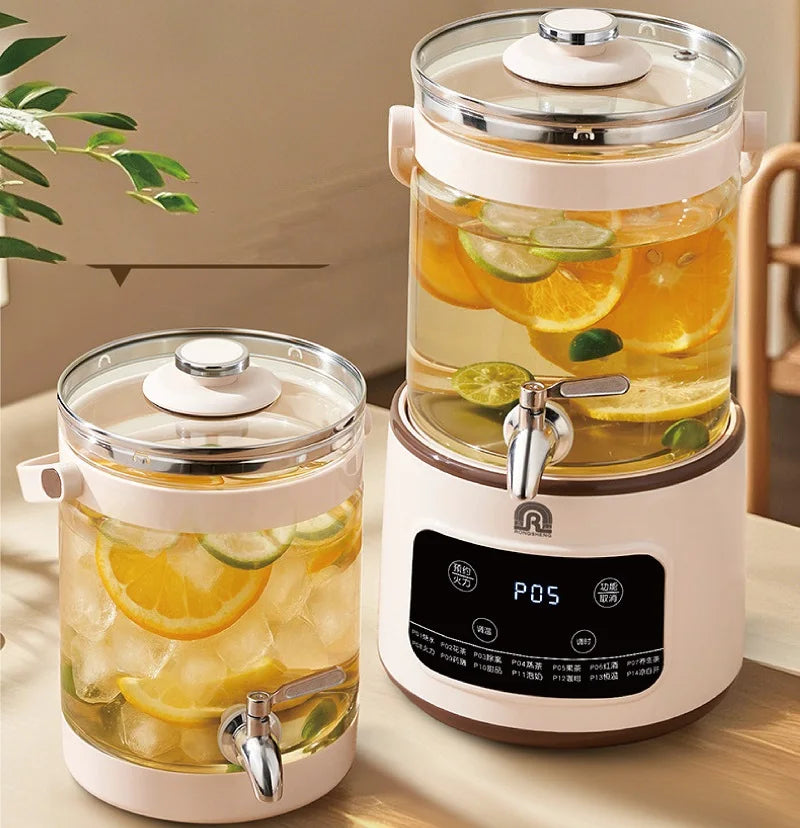 1200W/3L Home Electric Kettle Multifunctional Health Pot Glass Flower Teapot Soup Stew Pot Commercial Faucet Fruit Tea Bucket