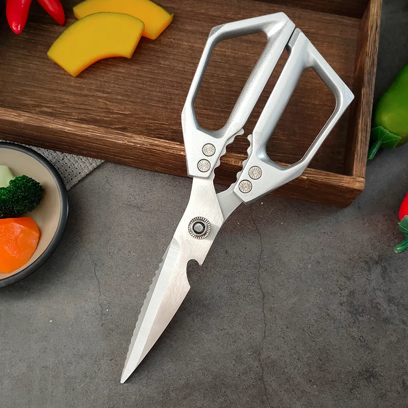 Kitchen Scissors Multi-functional Stainless Steel Aluminum Handle Household Scissors for Cutting Chicken and Fish Special Shears
