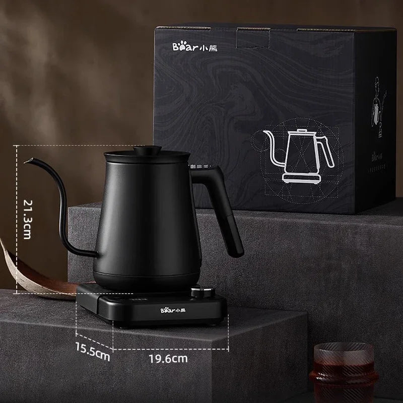 Bear Gooseneck Kettle Stainless Steel Household Electric Kettle Hand Brewed Coffee Kettle Fine Spout Teapot