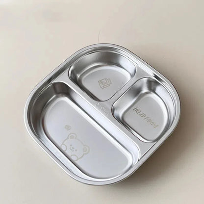 WORTHBUY Capybara 3/4 Grids Food Plate Dishes 304 Stainless Steel Divided Dinning Plates Salad Plate Tableware Dishwasher Safe