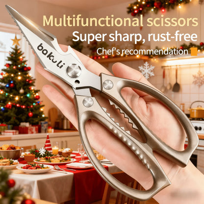 Japanese High-Carbon Steel Poultry Shears - Heavy Duty Kitchen Scissors for Chicken, Meat, Seafood & Bones