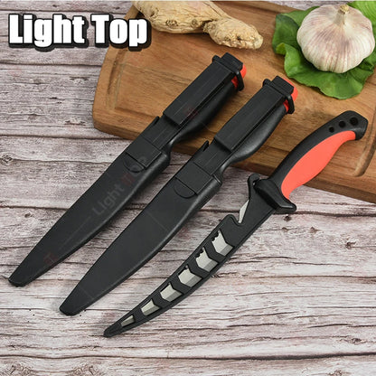 Stainless Steel Fish Filleting Knife Meat Cutting Fish Killing Knives Multifunctional Fruit Knife Sharp Butcher Knife with Cover