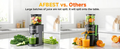 AFBEST 5.8" Extra-Large Chute 2-in-1 Cold Press Juicer – Whole Fruit & Vegetable Masticating Extractor with 100oz Capacity, Nut Milk Function, Easy-Clean Design, Premium Gray