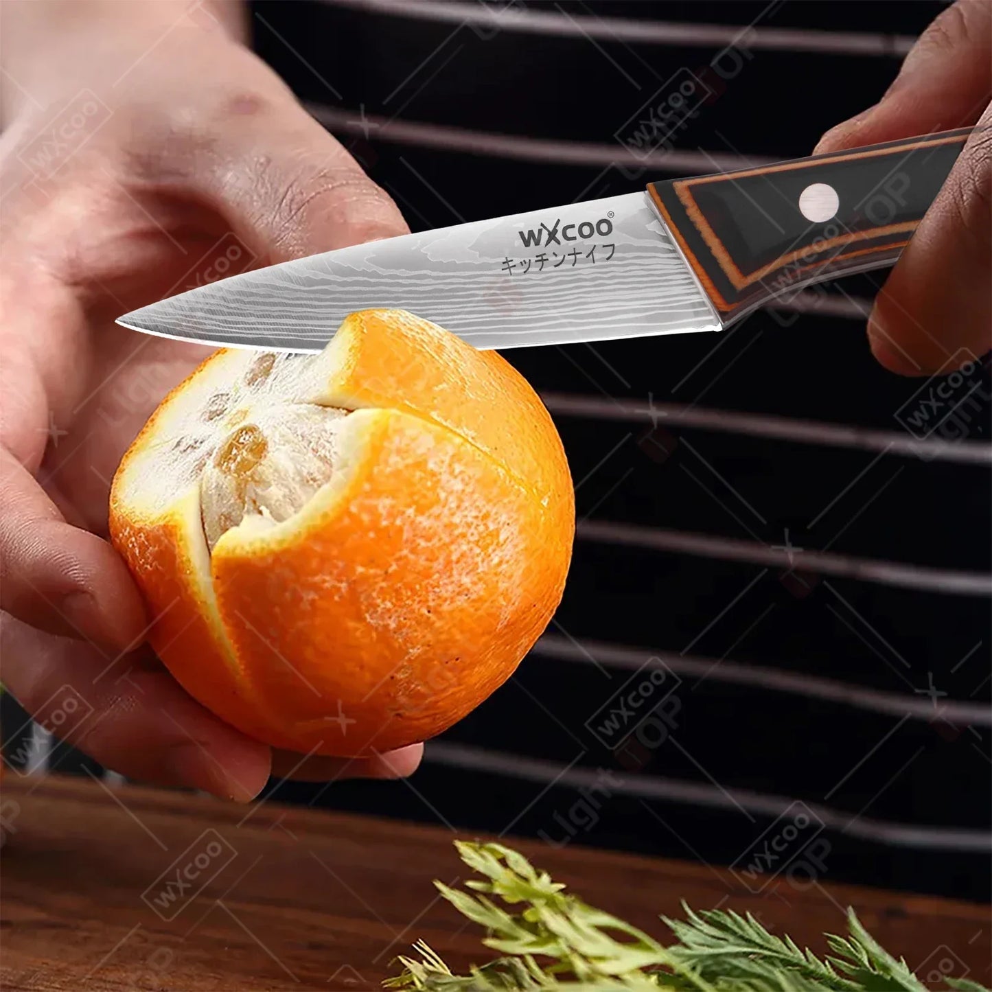 WXCOO Stainless Steel Japanese Knife 7Inch Kitchen Knife Ergonomic Wood Handle Santoku Knives for Cooking Kitchen Accessories